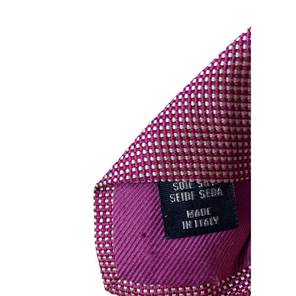 Allea Milano Silk Necktie Red White Micro Check Italian Italy Career Business - Picture 4 of 5